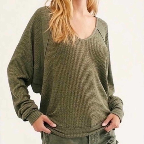 Free People Santa Clara Thermal Long Sleeve Top Ferngully - Picture 8 of 8